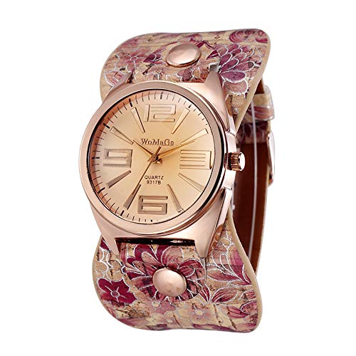 Legendog Reloj De Mujer con Estilo Remache Floral Correa De Cuero Relojes