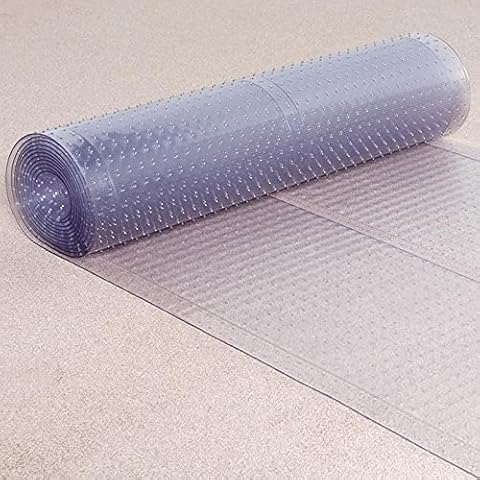 Heavy Duty Vinyl Plastic Clear Floor Mat Guard Non-Slip Protector Sheet Thick Film Roll Home House Kitchen Office Hallway Gripper Stairs Runner Carpets Area Rug (2m x 0.68m) Cover