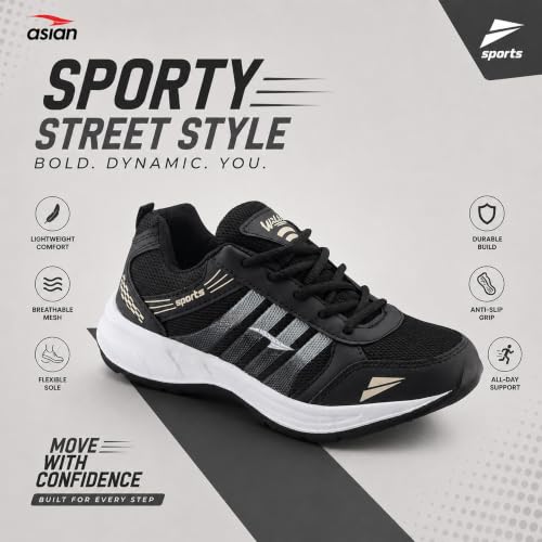 Image of ASIAN Wonder-21 Men's Running Shoes | Lace-Up Shoes with Lightweight Mesh Upper | Cushioned Comfort & Durable Grip for Daily Use