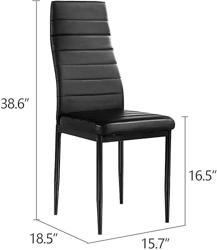 TABU Juego de 4 sillas de comedor modernas sillas laterales de cocina de respaldo alto con piel sintética almohadillas antideslizantes respaldo