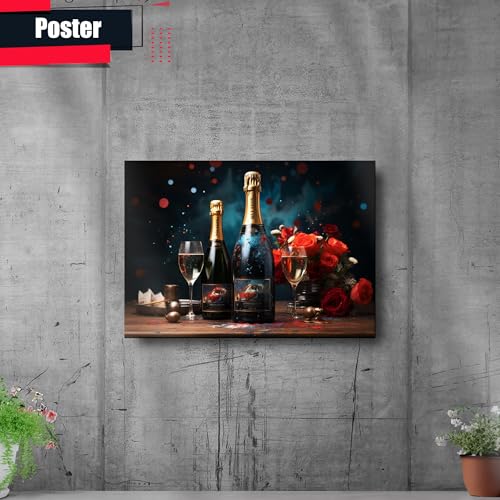 Storeusa99 A Drawing Of A Bottle Of Sparkling Wine With Black Splashes On Top thumb #1