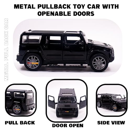 Image of Toy Cloud DieCast Model Cars Hummer Metal Car for Kids Pull Back Action Opening Doors Toy Cars for Boys 5-8 Years - Black