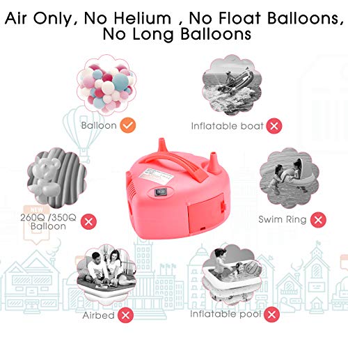 Electric Balloon Pump, NuLink Portable Dual Nozzle 110V 600W Electric Balloon Blower Pump for Decoration, Party [Pink] - Thumbnail 4
