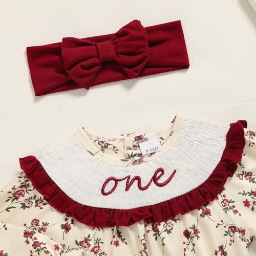Image of GRNSHTS Baby Girl Birthday Cake Smash Outfit Toddler Girl My 1st Birthday Romper Tutu Skirt with Headband Clothes Set