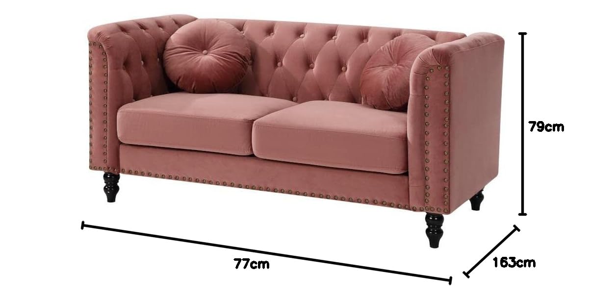 Vente-unique - Canapé 2 Places en Velours Turner - Vieux Rose Image du produit 3