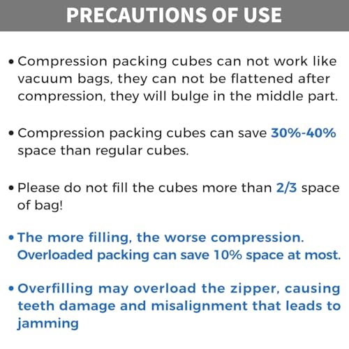 Image of BAGAIL 4 Set /6 Set /8 Set Compression Packing Cubes Travel Accessories Expandable Packing Organizers (Cloth Pattern, 4-Black)
