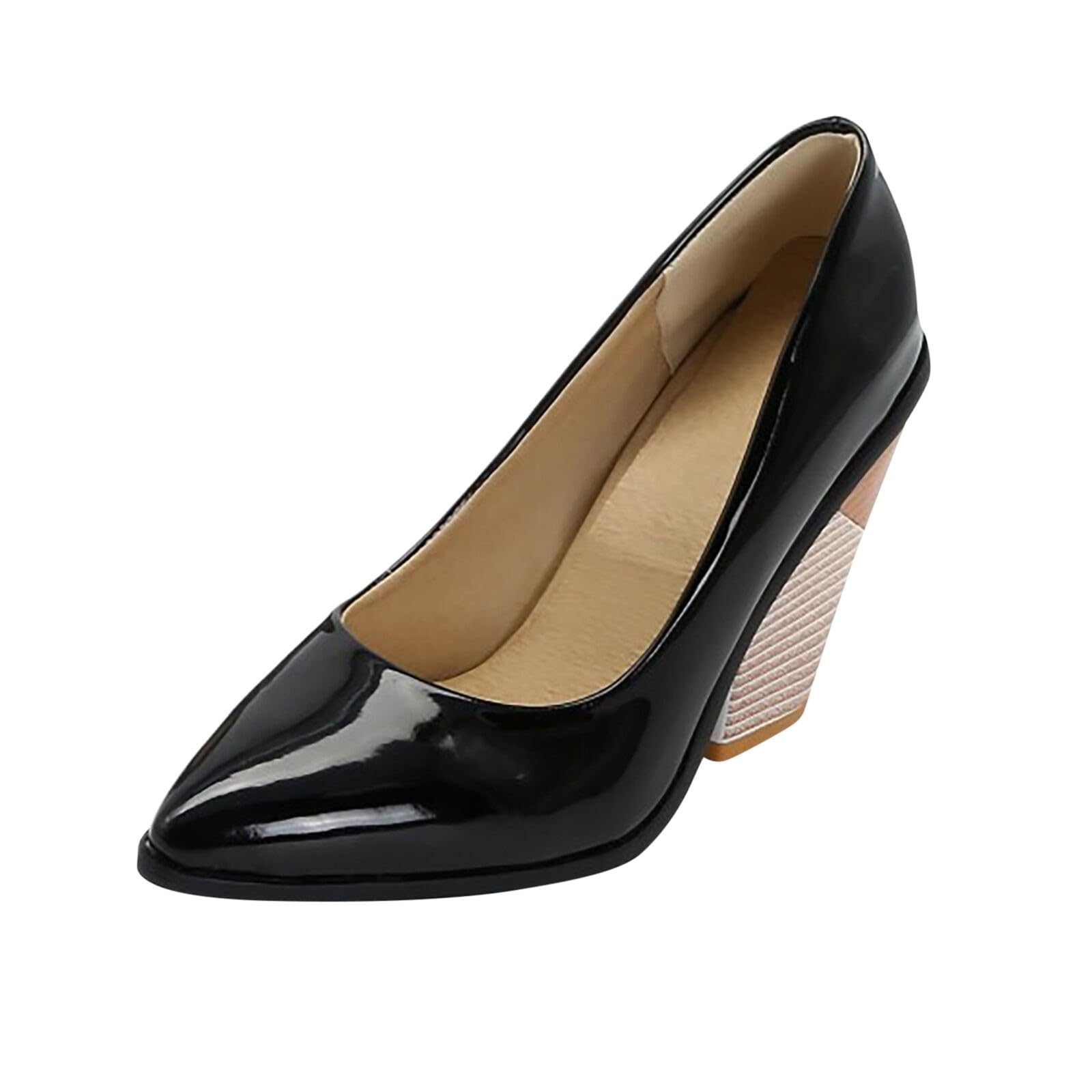 Zapatos de tacón alto para damas de honor plateados, con tacón alto, color negro, ajuste ancho, cómodo, cita, noche, formal, damas, gatito, punta puntiaguda, invitada de boda