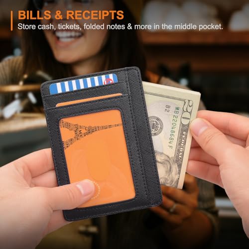Buffway BW-WL-CO-BL Slim Minimalist Front Pocket Rfid Blocking Leather Wallets thumb #4