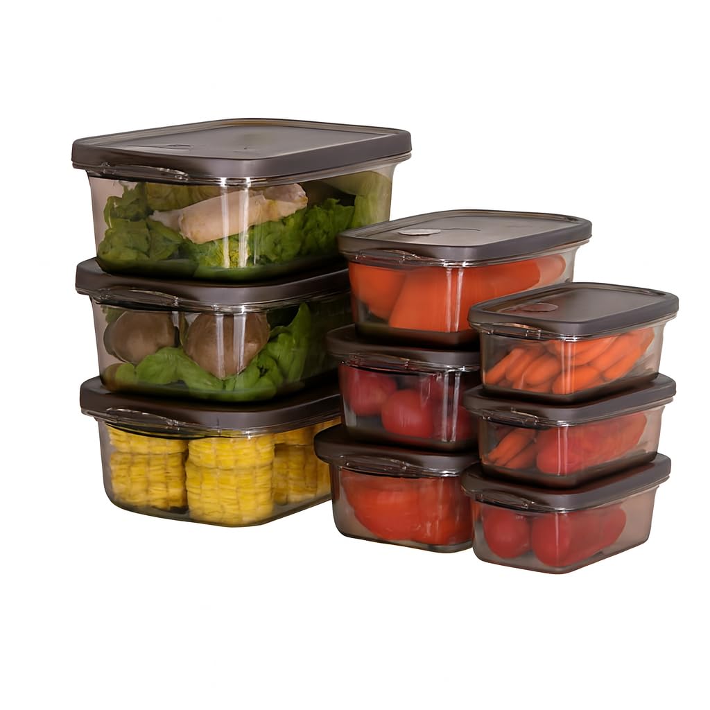 Generix Brown (Premium) Airtight Meal Prep Food Storage Containers Set With Leak-Proof Lids – Bpa-Free Plastic Leftover & Lunch Containers – 9-Piece Set (3×300Ml, 3×600Ml, 3×1100Ml)