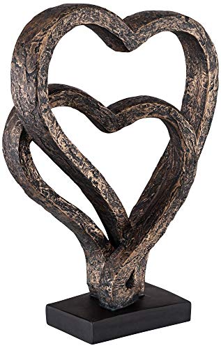 Escultura corazones entrelazados acabado bronce 29.8 cm miniatura 6