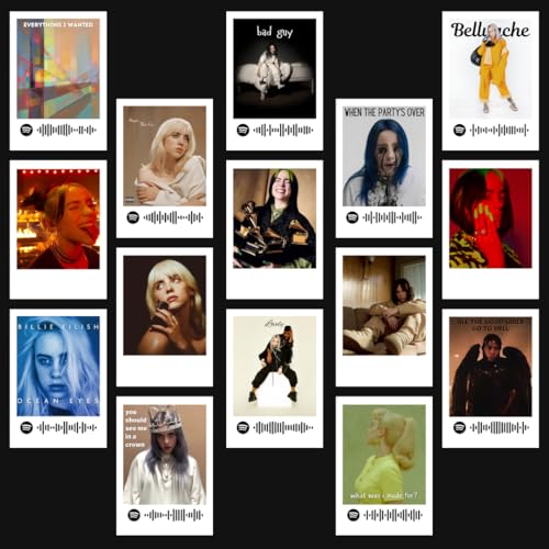 Image of Billie Eilish Polaroids | Billie Eilish Songs Mini Poster Kit (Set of 15) | Billie Eilish Lovely, Bad Guy, Everything I Want Songs Size (8 x 6 cm) Posters for Phone Accessories, Bedroom, Office, room decoration