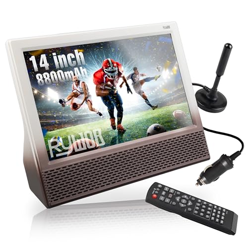 Rywob 14’’ Portable TV with Antenna,Built-in 8800mAh Rechargeable...