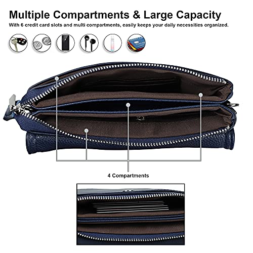 Image of befen Genuine Leather Small Crossbody Bags for Women Cell Phone Bag Cross Body Purses,Silver Zipper