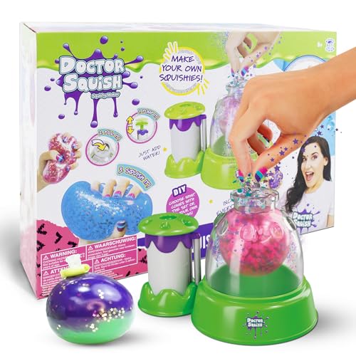 Doctor Squish: Squishy Maker, New Shiny Glitter Station Maker, Decorate with Confetti, Sparkles & Colored Ink, Variety of Sizes, Just Add Water to Make Your Own Slime, For Ages 8 & up