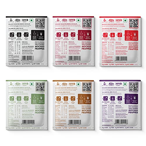 Image of COCOSUTRA Sugar-Free Drinking Chocolate Mix | 12 Single-Serve Sachets (20g Each) | 2 Sachets Each Flavour | Swiss Vanilla, Mocha, Caramel, Hazelnut, Mexican Spiced & Peppermint | Zero Sugar | Low Carb | Low Calorie | Stevia & Erythritol Sweetened | 240 g