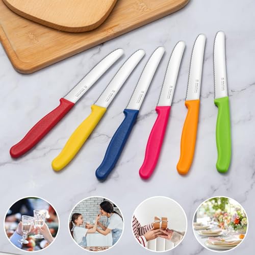 targzier Frühstücksmesser 12 Stück,Wellenschliff,Bunte Messer,Tomatenmesser – Ansicht 6