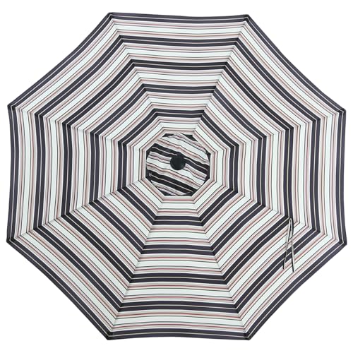 Image of MASTERCANOPY Patio Umbrella 9 ft Replacement Canopy for 8 Ribs-Black and Red stripe Canopy Only