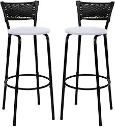 2 Cadeira Bancada Cozinha Bistro Alta Americana Gourmet de Junco(BRANCO)