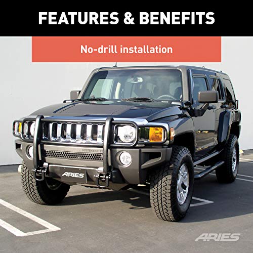 Aries 4078 Black Steel Grille Guard, No-Drill, Select Hummer H3, H3T #TOP4