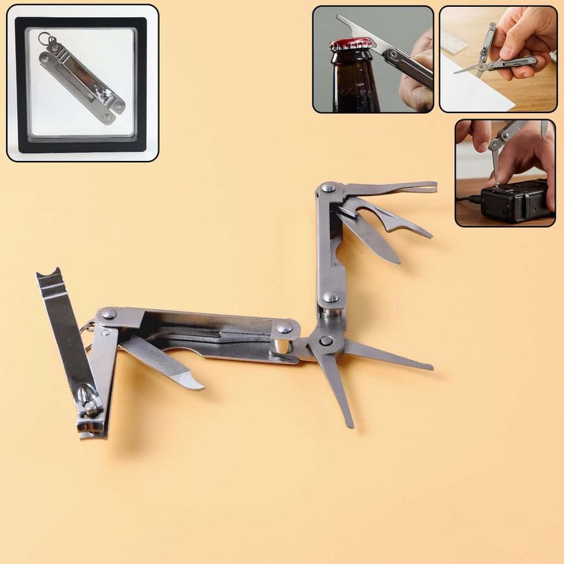 HOLISERV Stainless Steel 8-in-1 Multipurpose Pocket Tool Kit Works for General Purpose tasks Easy to Keep and use Anywhere Useful in Different Home situations 4