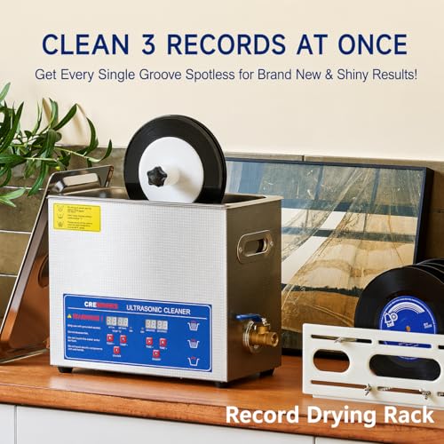Pulitore a ultrasuoni per 8 LP, rotazione automatica a doppio lato, timer 40 kHz per vinile da 7-12 pollici, rimozione della polvere a scanalatura profonda, strumento di manutenzione audio domestico