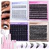 Geeneiya 5 Styles Lash Clusters Kit, Volume/Mega/Full/Bottom Eyelash Clusters Extensions with Lash Bond and Seal, Remover and Lash Extension Tools for Beginners and Proficient, DIY at Home Easily