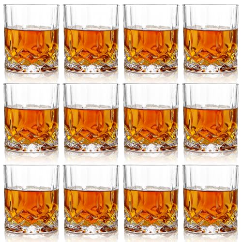 LDXDRU 12 Stück Whisky Gläser Set, 300ml Whiskey Glas Bleifreie Whiskeyglas Geschenke Spülmaschinenfest, Gifts for Whiskey Lovers for Birthday, für Familie, Restaurant und Party