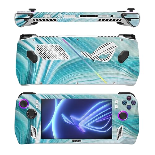 Image of MightySkins Carbon Fiber Skin Compatible with Asus ROG Ally - Aquamarine Quartz | Protective, Durable Textured Carbon Fiber Finish | Easy to Apply