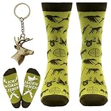 Znnhnn Jäger Geschenke Set,Socken Lustige Männer 39-45 Mit Schlüsselanhänger,Jag dzubehör,Jagdsocken, Winter Jagdbekleidung, Geschenk Jäger, Lustige Geschenke für Männer