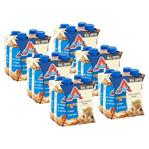 Atkins Ready To Drink Shake, Café Caramel, 11 Ounce, 4 Count (Pack of 6)