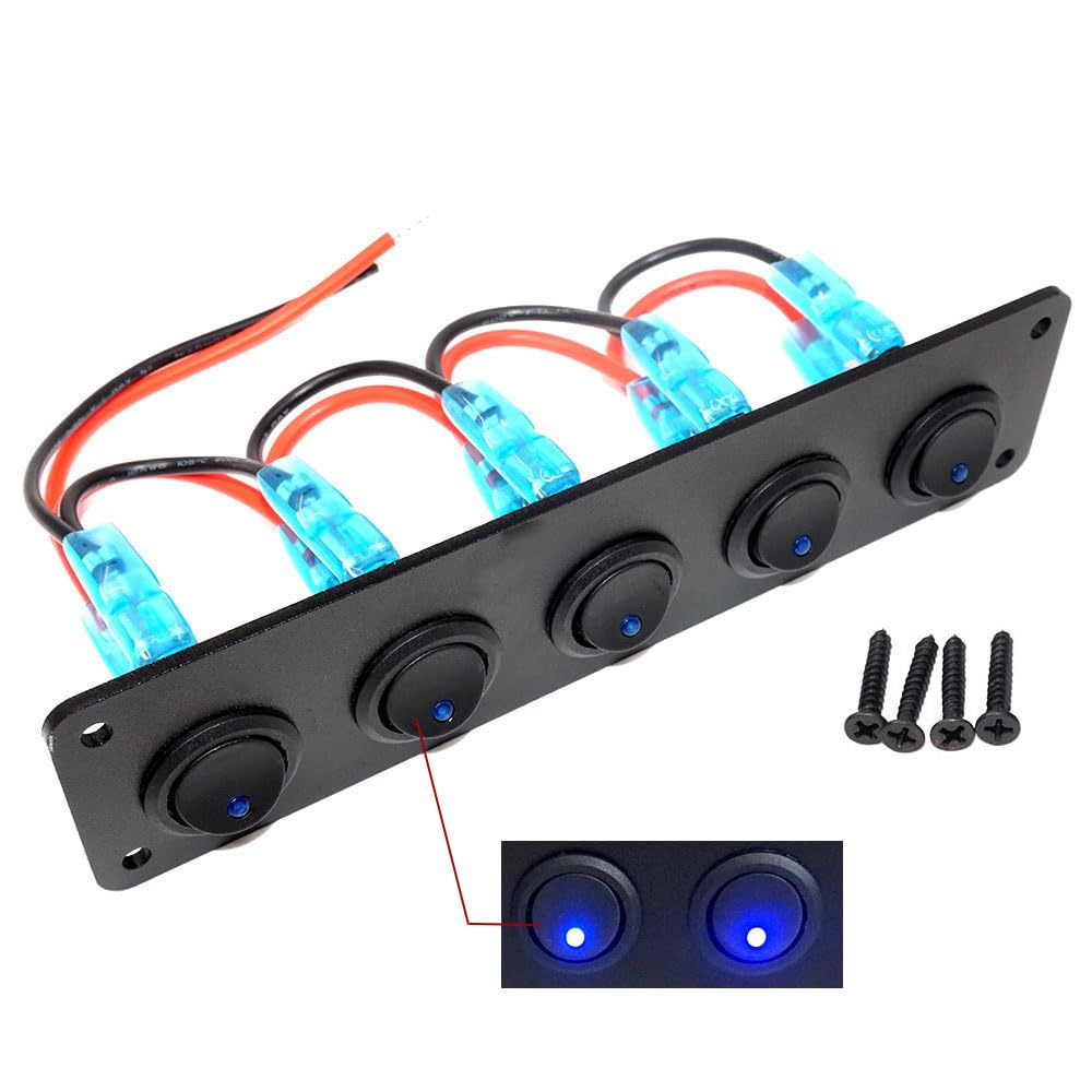 5 pannelli di controllo indipendenti per veicoli da 12 V a 24 V, auto, barca, SUV, camion, yacht, camper (pannello switch -A)
