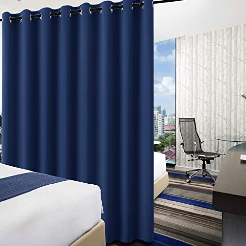 Image of RYB Home Dining Area Space Room Divider, Light Block Noise Reduce Insulated Curtain Drape Screen from High Ceiling to Floor for Cabinet /Bedroom, Wide 15ft x Long 9ft, Navy Blue, 1 Panel