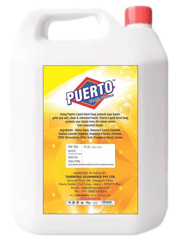 Image of Puerto Liquid Handwash Refill - Original Hand Wash- 5 Ltr (Pack of 1) | Germ Defence Formula | 10x Better Germ Protection