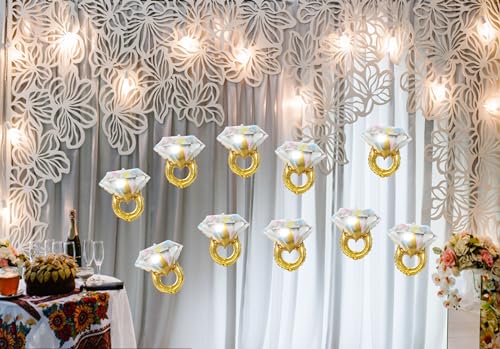 Image of 10Pcs Mini Diamond Ring Balloons for Engagement and Anniversary Wedding Party Supplies (Pack of 2)