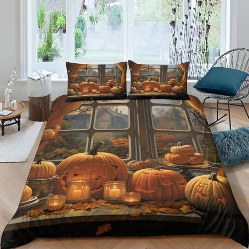 Housse de couette Halloween 200x200 microfibre lit double avec taies d'oreiller - 2