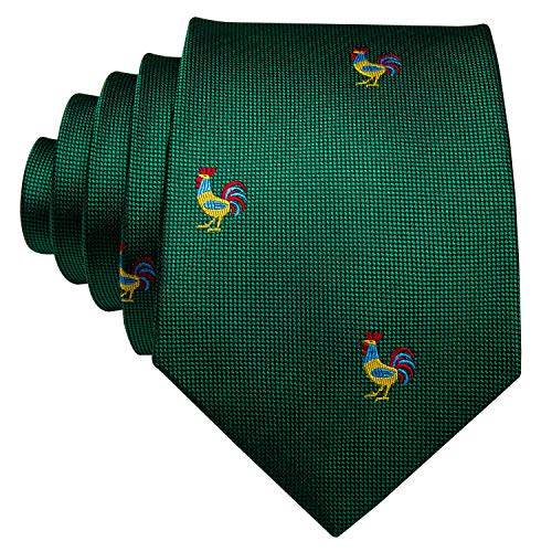 Image of Barry.Wang Fun Animal Ties for Men Designer Handkerchief Cufflink WOVEN Casual Necktie Set Festival