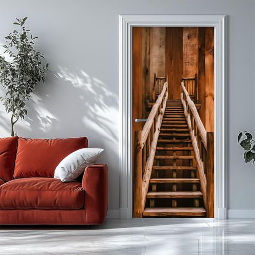 3D �h�A�ǉ�X�e�b�J�[ - �s�[�����X�e�B�b�N �ؐ��K�i �c�ɕ��X�^�C�� �h�A�X�e�b�J�[ ���Ȑڒ��܂� �͂����� 91cmx203cm 2�Ђɕ��� �ȕǂ̃f�J�[���f�R���[�V����