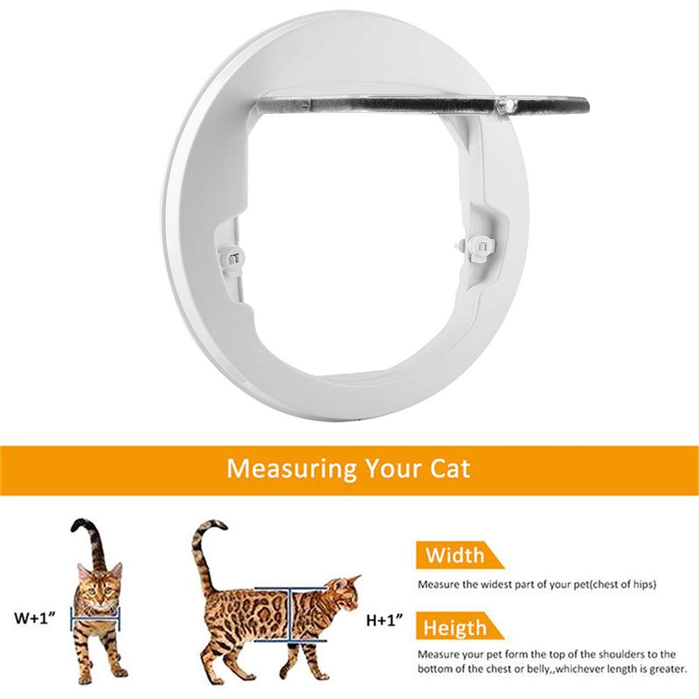 Katzenklappe Innentüi Hundeklappe Cat Flap Door Connect Katzentür Schwarz Mit 4 Wege Magnet Schließ,Haustierklappe Katzen Und Kleine Hunde,Runde Mit Door Liner Kit Für Glasschiebetü,L