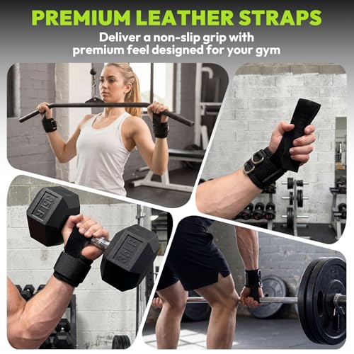 Image of HANDBODE Lifting Straps, Double D-Ring Weightlifting Wrist Straps | Steel Hardware, Two Piece Set, Padded Cuffs, Reinforced Stitching, Adjustable Fit, Deadlifts, Pull Ups, Rows, Cable Curls