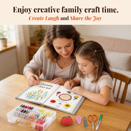 Image of CYANFOUR 2026 New Embroidery Stitch Book Kit for Adults Beginners, Cross Stitch Kit with Step-by-Step Guide and Video, Threads and Needles, Portable Crafts Gift for Adults