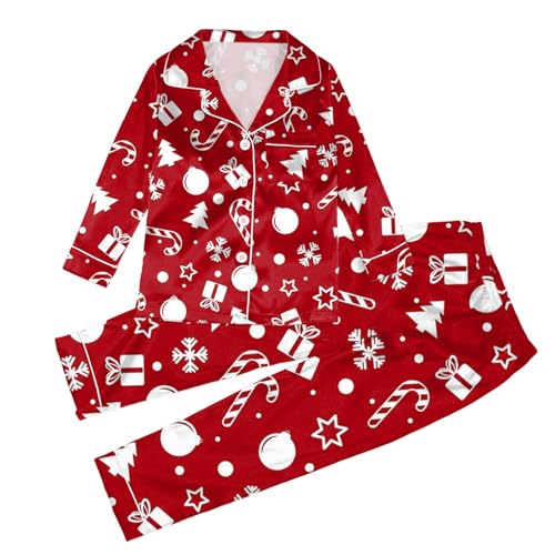 Generisch Conjunto de pijama familiar de Navidad 2025 con estampado navideño (niños), rojo, 7-8 Jahre