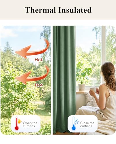 Image of Emerald Green Velvet Thermal Curtains for Bedroom, W52 x L108, 2 Pcs | Back Tab, Room Darkening, 300GSM Soft Velvet, Privacy Door Curtains for Living, Dining Room, Holiday, Chrismas, Home Decor
