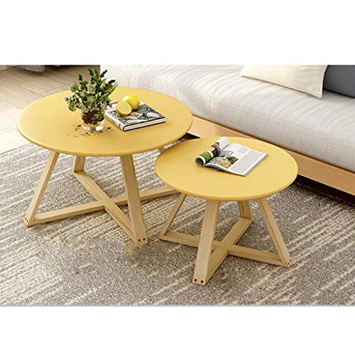 Table basse bois massif petit rond canapé côté salon mini thé