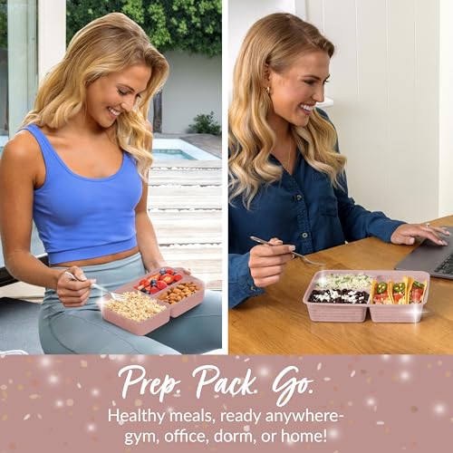 Bentgo Prep - 20-Piece 3-Compartment Reusable Meal Prep Containers with Lids, PFAS & BPA Free Materials, Durable, Microwave, Freezer, & Dishwasher Safe To Go Food Storage (Rosette Glitter) - Image 4