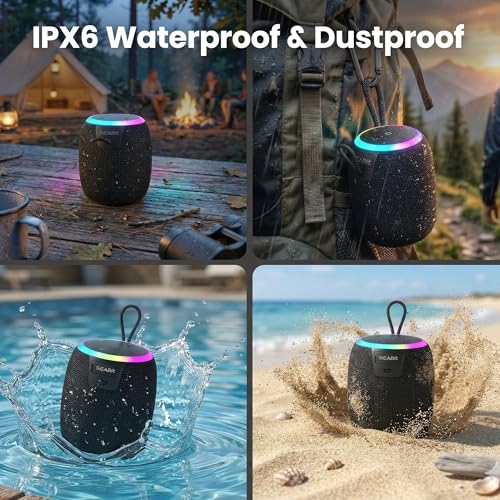 Image of GEARit Portable Bluetooth Speaker, 15W Small Wireless, IPX6, RGB Lights | 10-Hour Battery, USB-C Charging, Bluetooth 5.3, TWS Stereo - Beach, Shower, Travel & Office, Hands-Free Calls