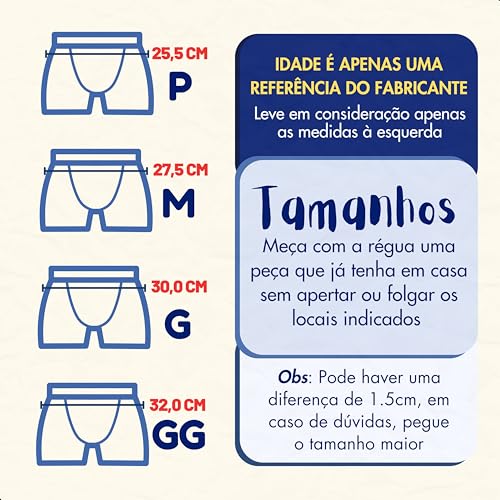 MASH Kit 6 Cuecas Slip Infantil Algodão Meninos Crianças, 1 Cinza - 1 Azul Diesel - 1 Azul Jeans - 1