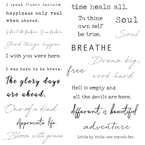 Everjoy Realistic Temporary Tattoos - 20 Individual Line Pcs, Waterproof Inspirational Words for Adult, Women (Words)