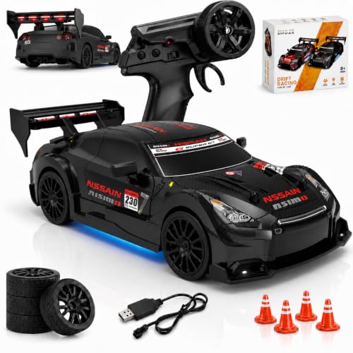 FLYTEK Skid RC Drift Car 4x4, Red, Ages 8+ BLACK - Image 2
