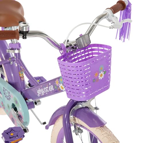 Image of JOYSTAR Little Daisy Kids Bike for Girls Boys Ages 2-10 Years, 12 14 16 20 Inch Girls Bikes with Doll Bike Seat & Streamers, Boys Bike with Flag & Number Plate, Multiple Colors