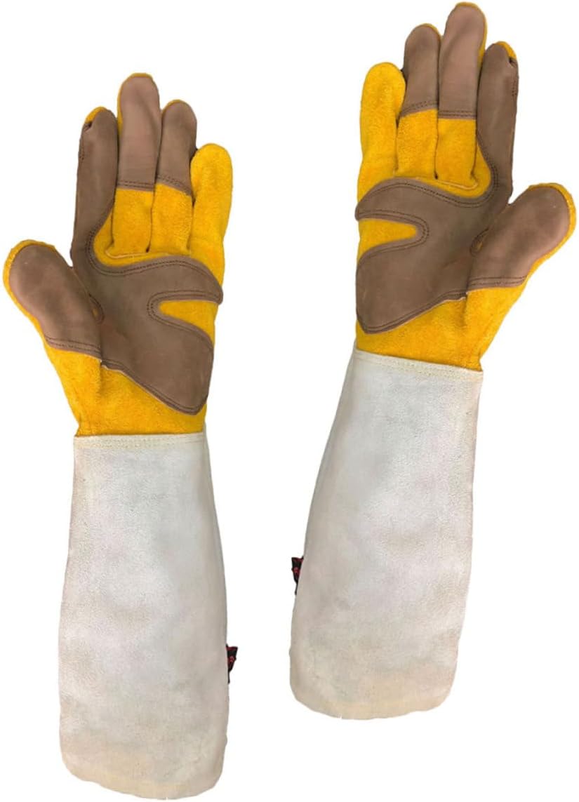 GLEAVI Puncture Proof Leather Gardening Gloves for Men and Women, Extended Length 11.5cm Thorn Resistant Planting and Pruning Gloves, Sturdy Wear-resistant Labour Protection Gear